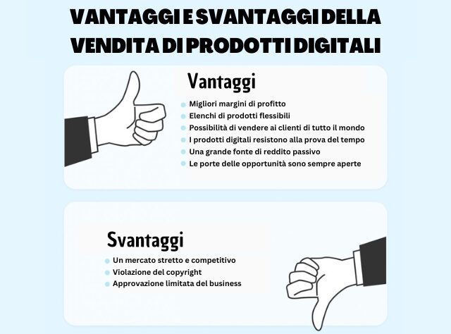 vantaggi e svantaggi di vendere prodotti digitali