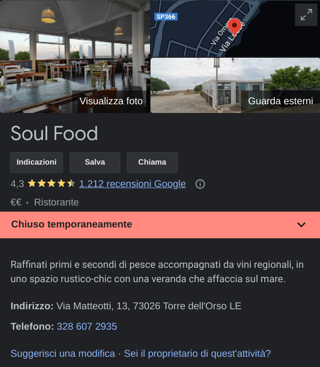 seo locale ristorante di soul food