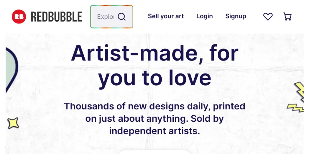 Piattaforma di vendita di design sui prodotti in print on demand: Redbubble