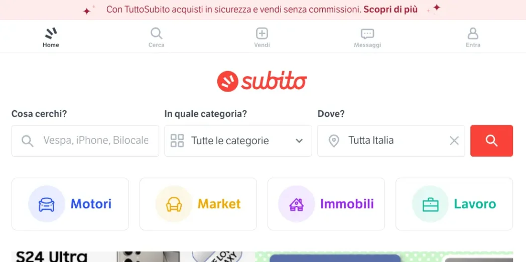Tra le piattaforme per vendere online in Italia c'è "subito.it"